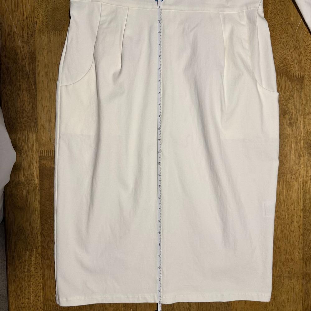 White Mock Neck Sheath Dress w Pockets Bow Detail‎ XXL NWT - Picture 13 of 13